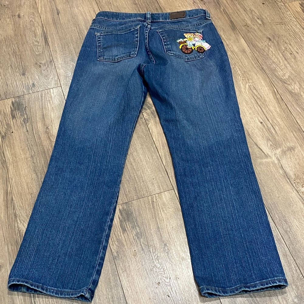 Vintage Lee Blue Jeans with Embroidered Bear Patches 4P Retro